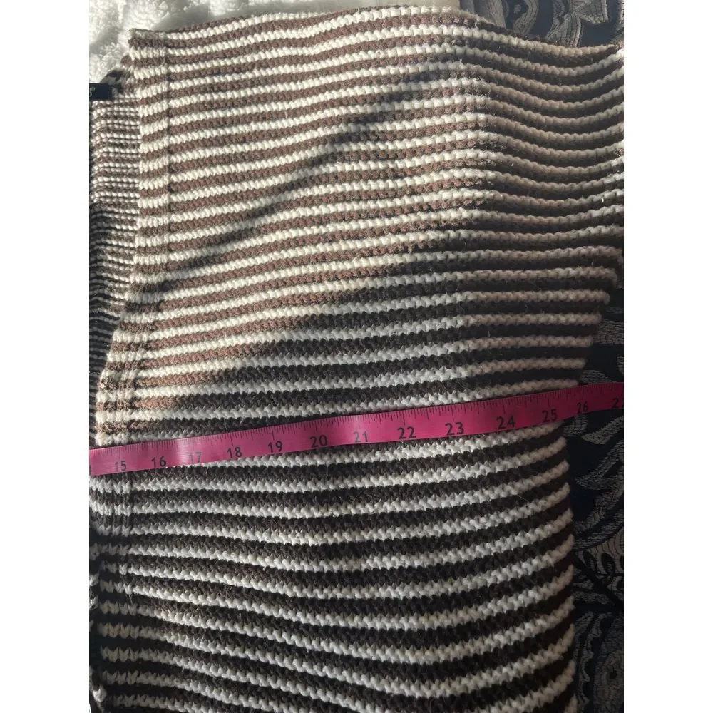 Mingnuo women's large chunky striped cropped brown beige button cardigan sweater